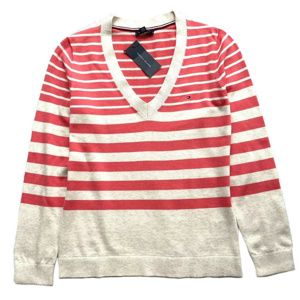 Tommy Hilfiger Women's Striped V-Neck Sweater
